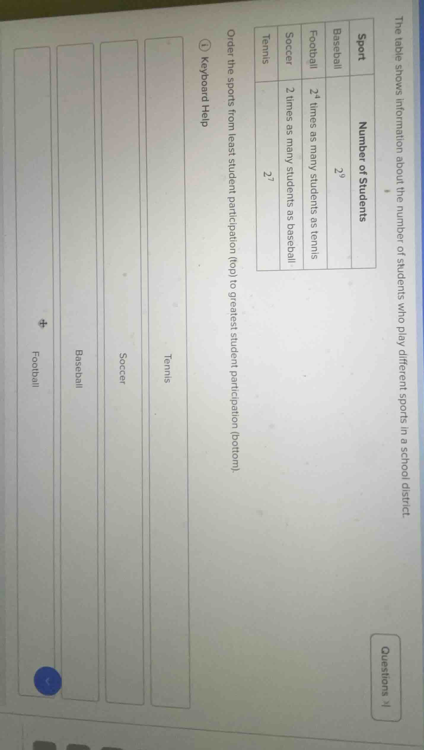 the table shows information about the number of students who play diffe…