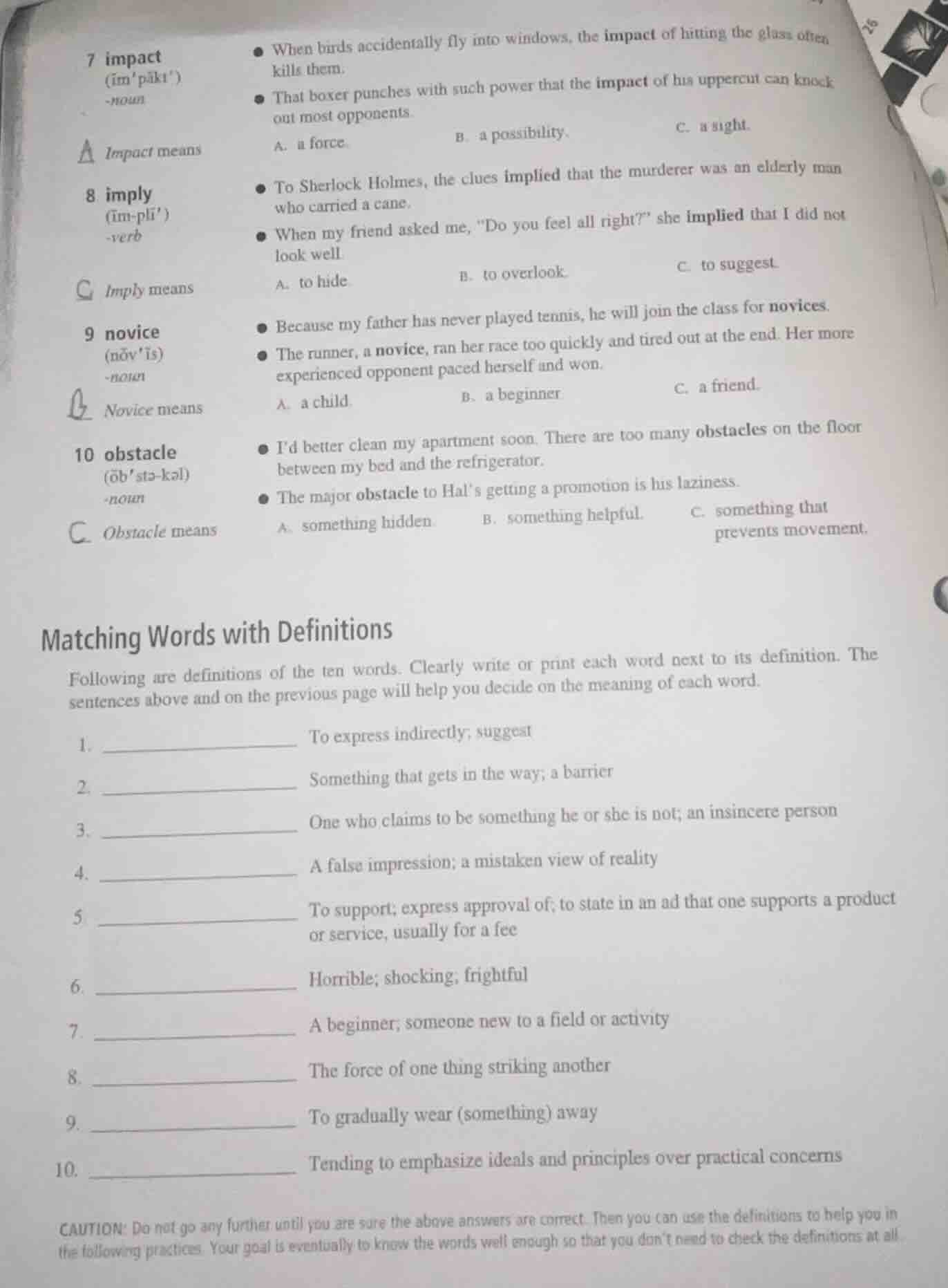 7 impact (impakt) -noun - when birds accidentally fly into windows, the…