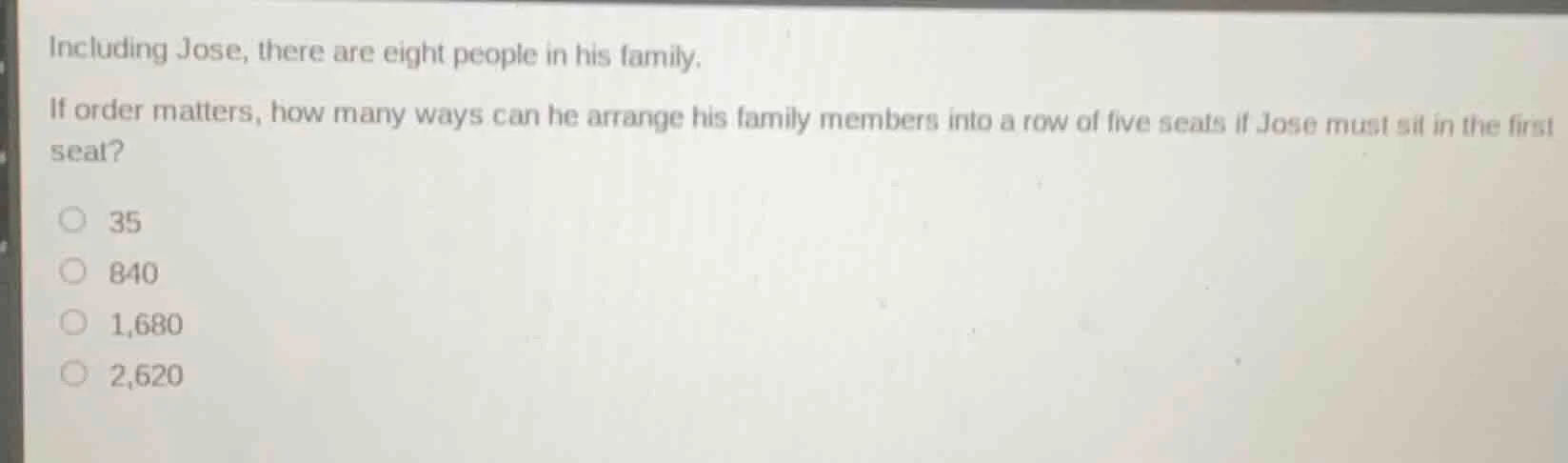 including jose, there are eight people in his family. if order matters,…