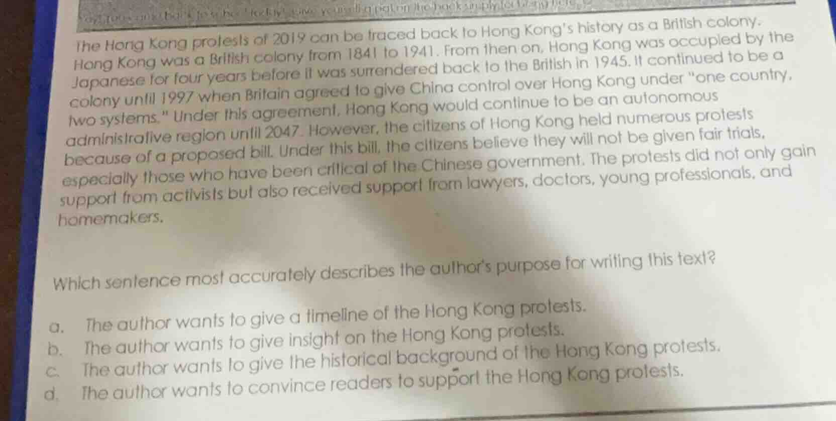 the hong kong protests of 2019 can be traced back to hong kongs history…