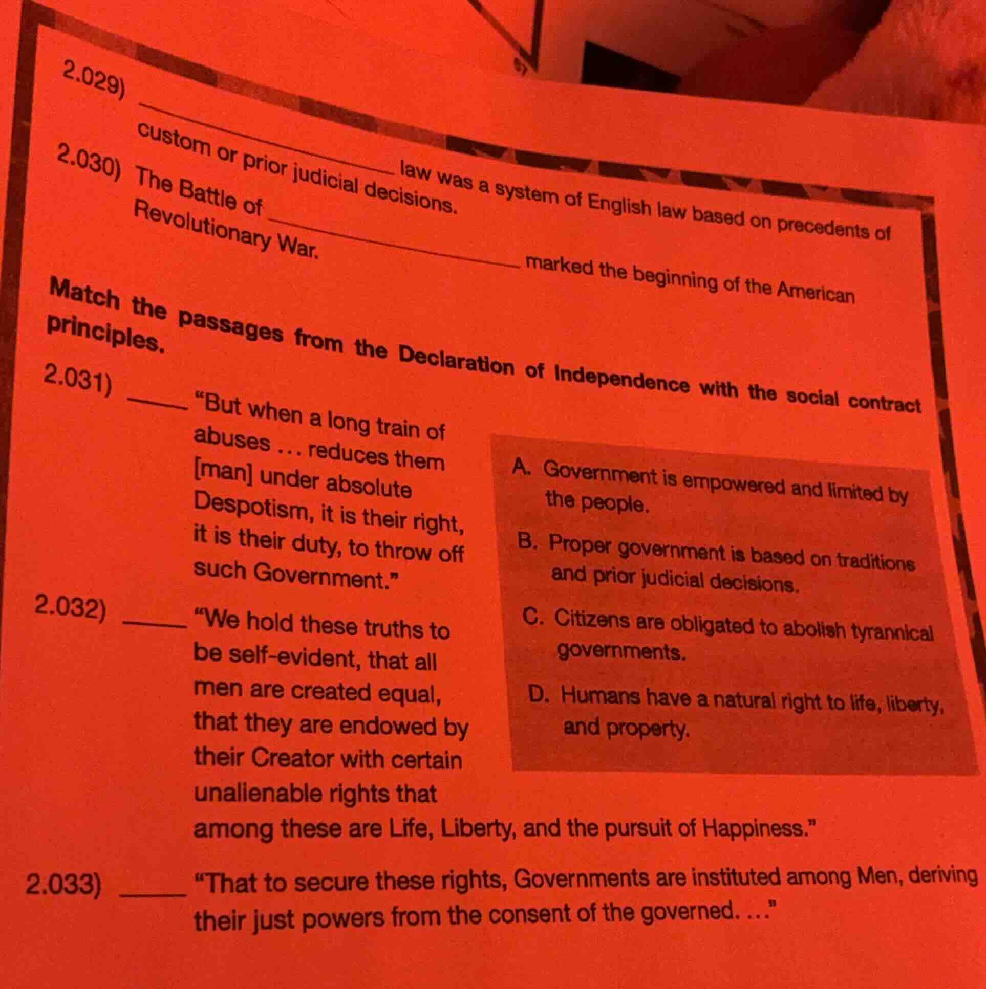 2.029) ______ law was a system of english law based on precedents of cu…