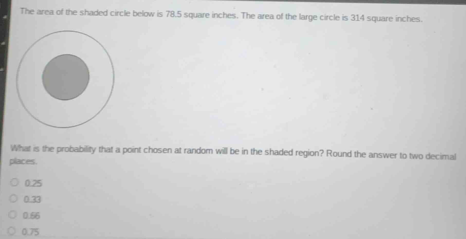 the area of the shaded circle below is 78.5 square inches. the area of …