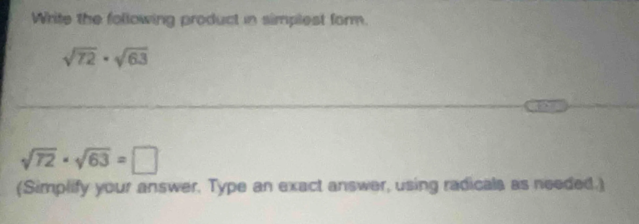 write the following product in simplest form. \\(\\sqrt{72} \\cdot \\sq…