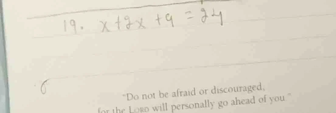 19. $x + 8x + 9 = 84$