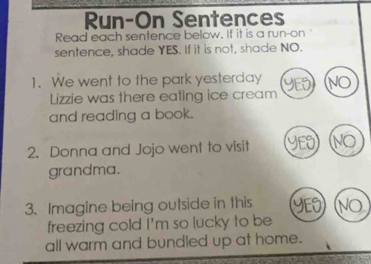 run-on sentences read each sentence below. if it is a run-on sentence, …