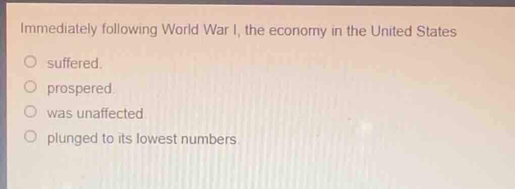 immediately following world war i, the economy in the united states suf…