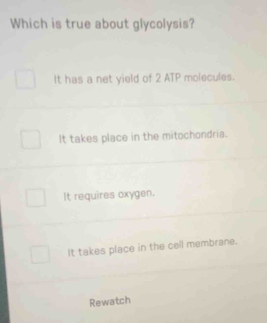 which is true about glycolysis? it has a net yield of 2 atp molecules. …
