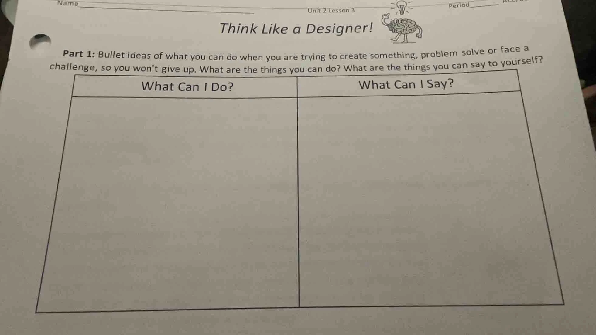 name unit 2 lesson 3 period think like a designer! part 1: bullet ideas…