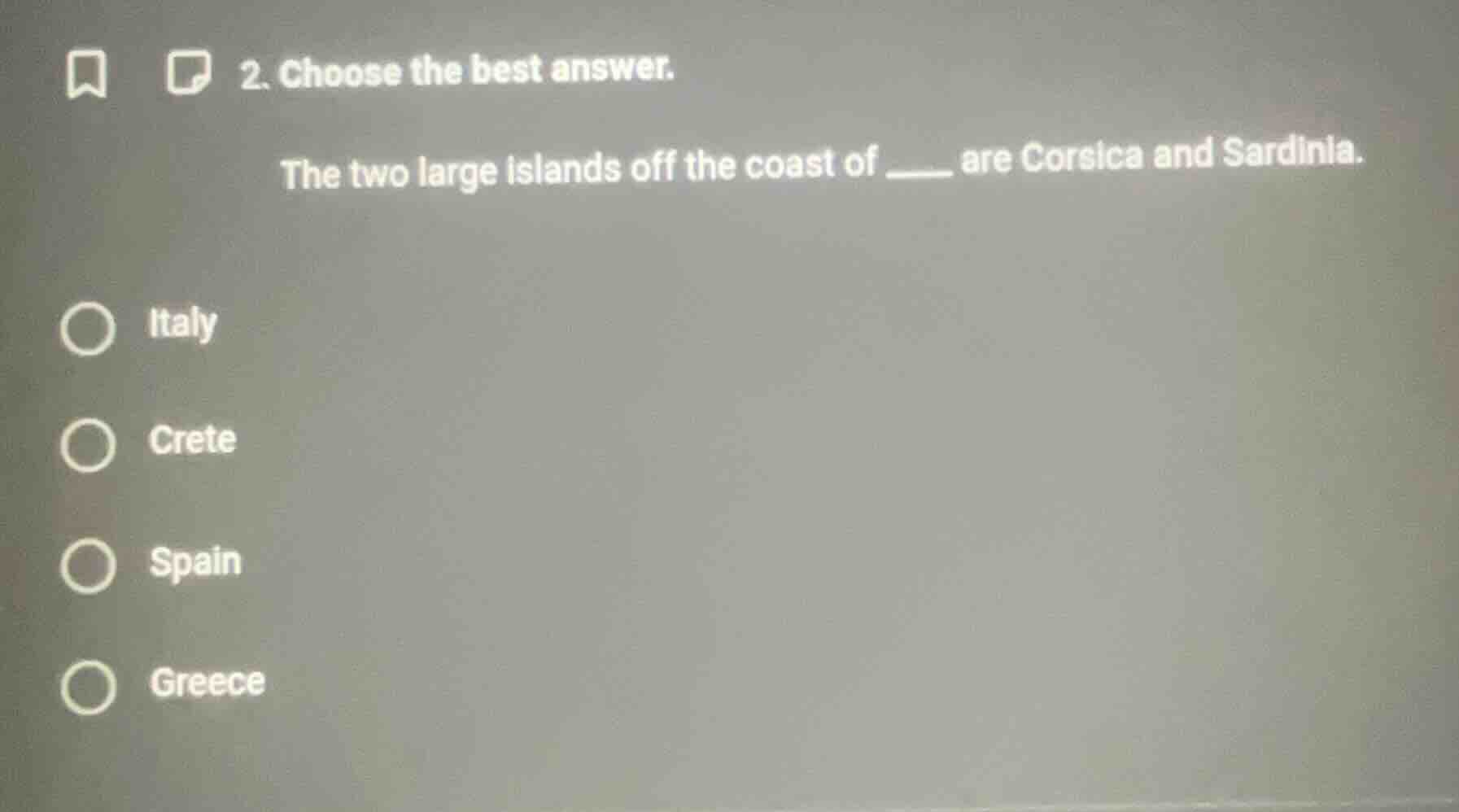 2. choose the best answer. the two large islands off the coast of ____ …
