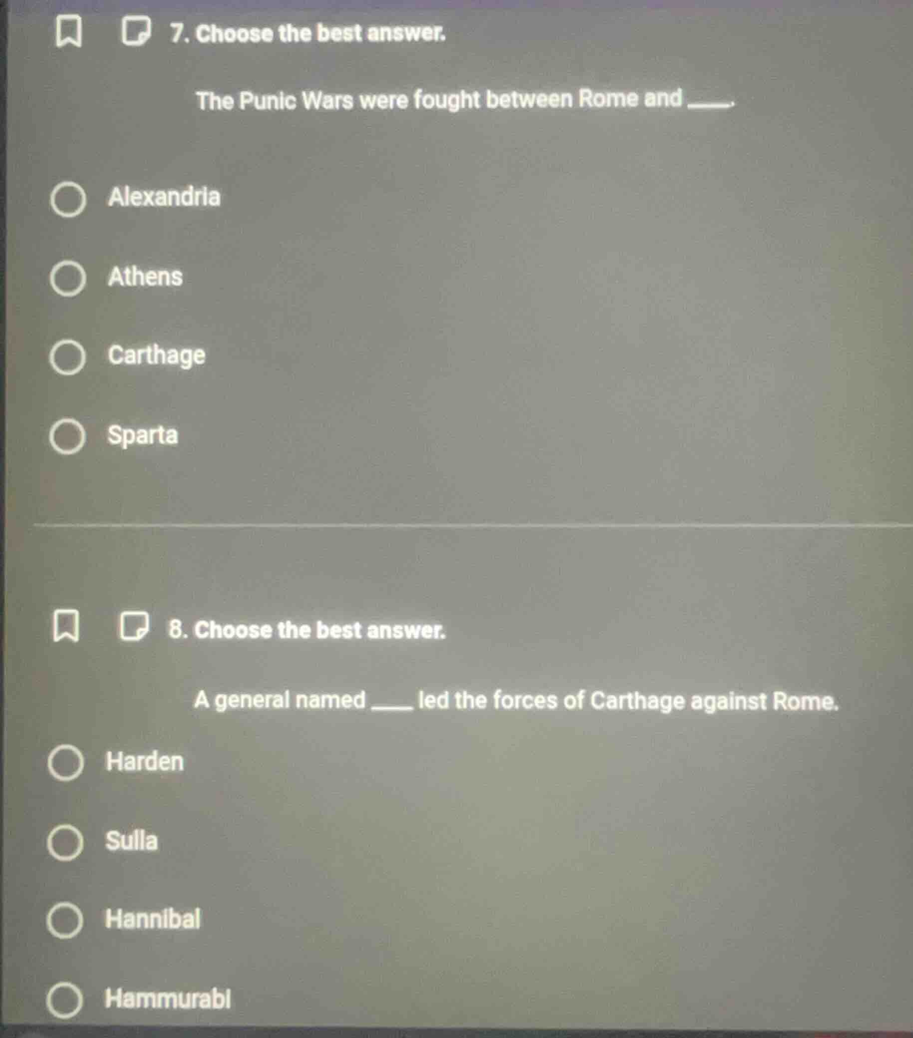 7. choose the best answer. the punic wars were fought between rome and …