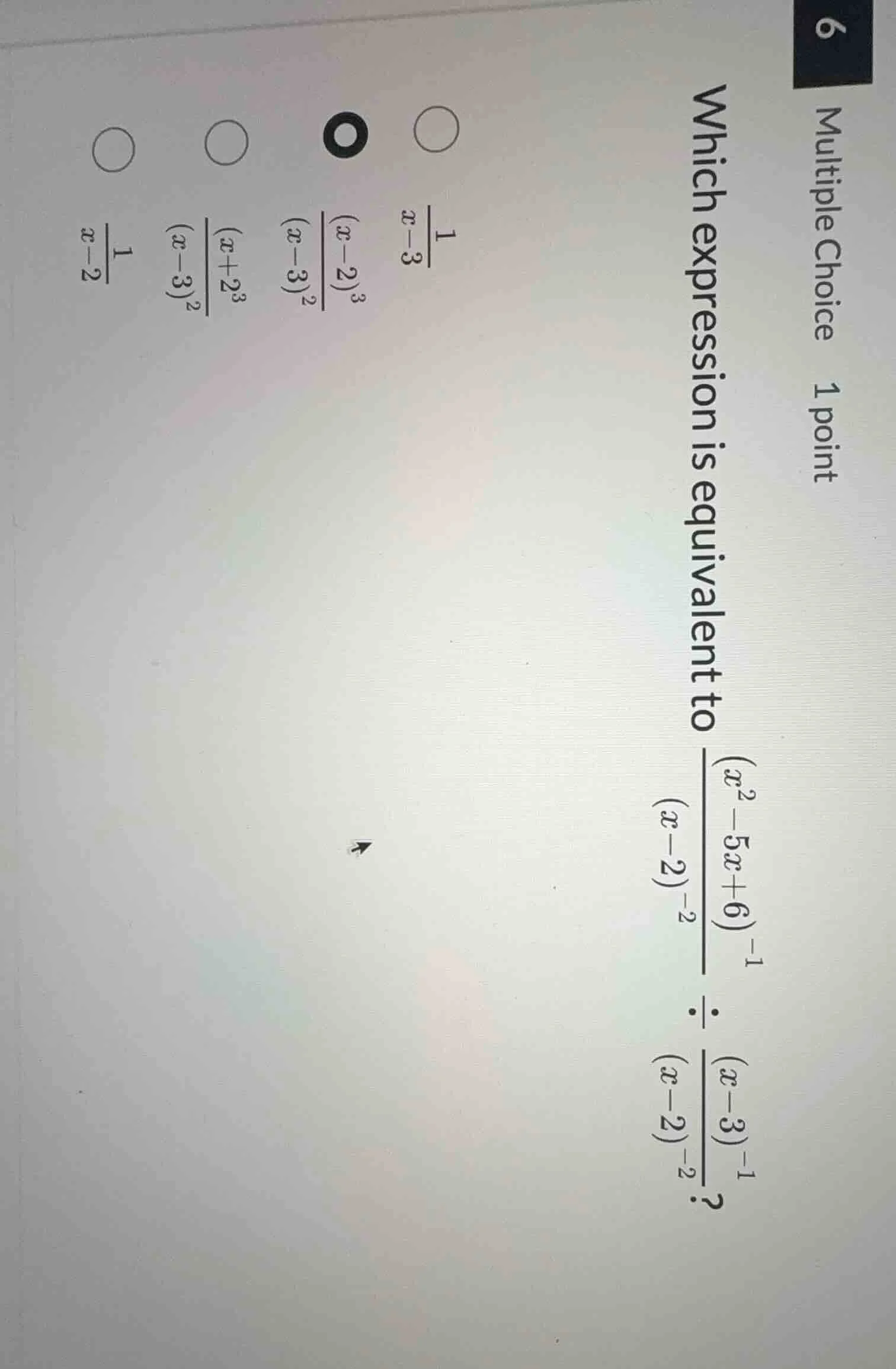 multiple choice 1 point which expression is equivalent to (dfrac{(x^2 -…