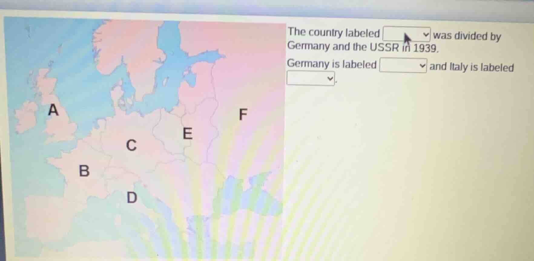 the country labeled was divided by germany and the ussr in 1939. german…