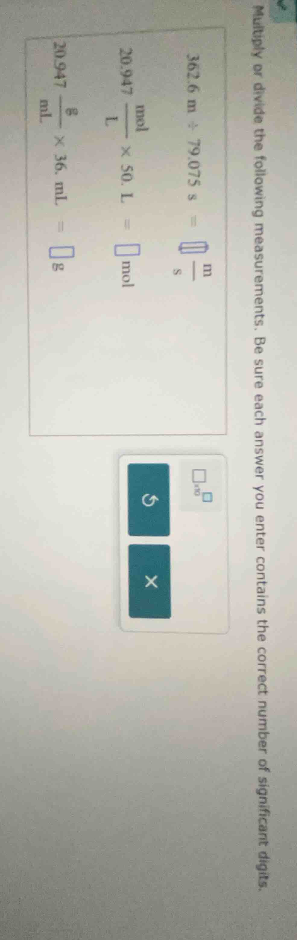 multiply or divide the following measurements. be sure each answer you …