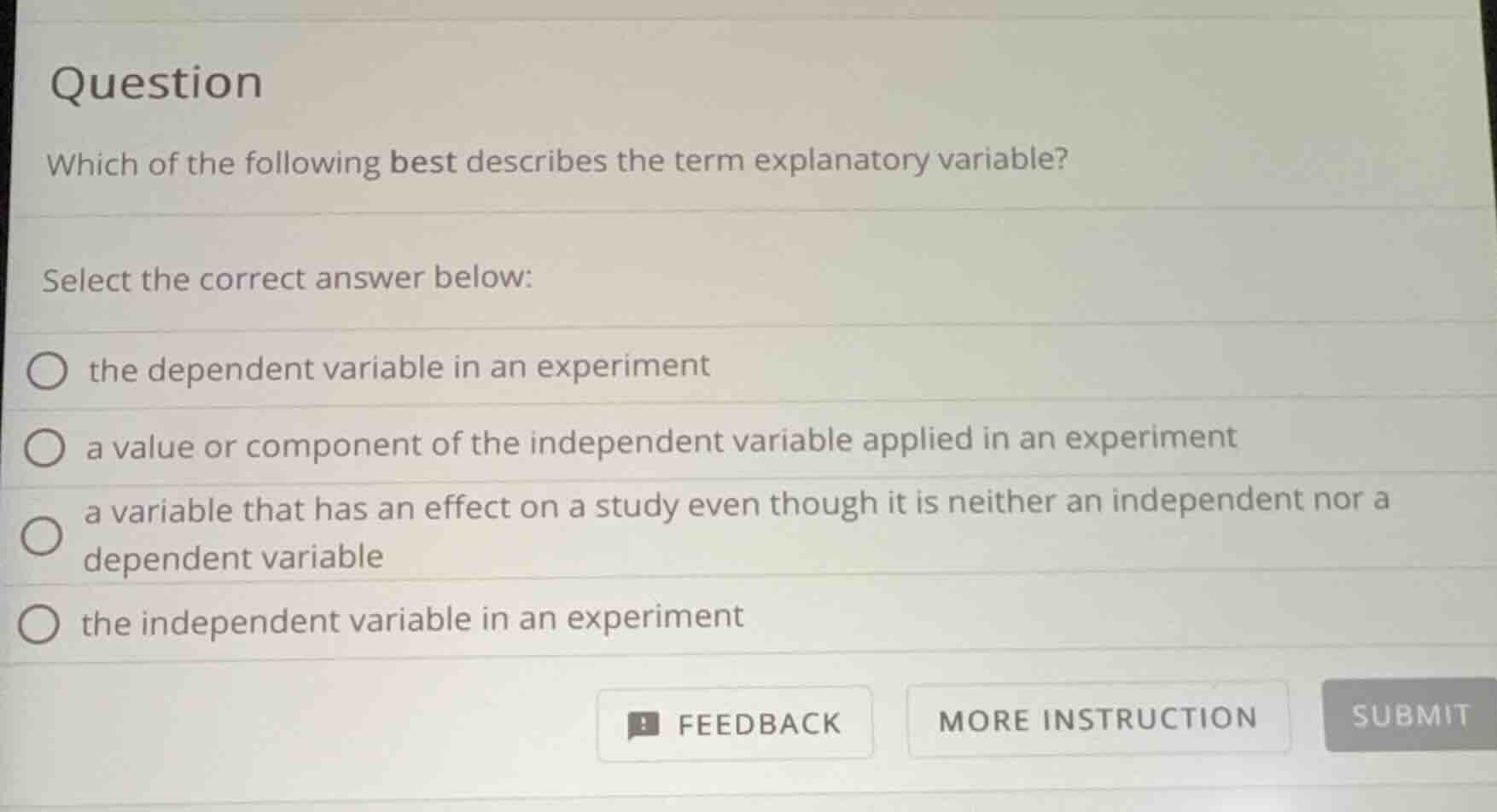 question which of the following best describes the term explanatory var…