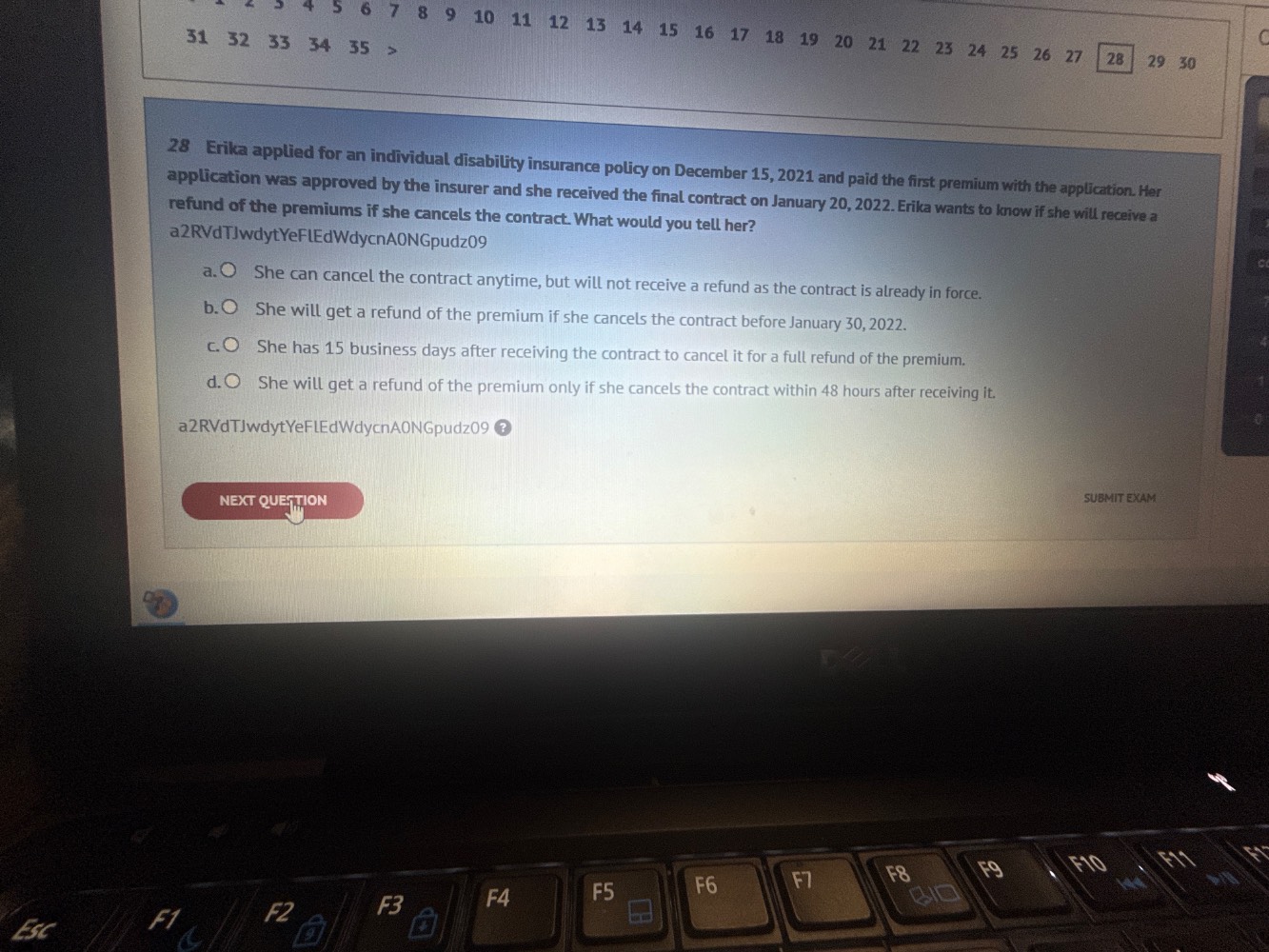 28 erika applied for an individual disability insurance policy on decem…