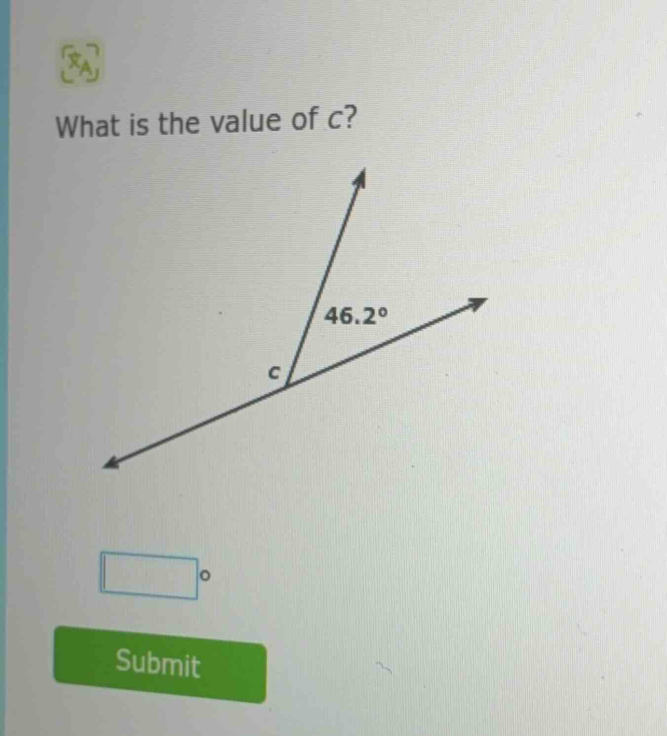 what is the value of c? (with an angle diagram showing 46.2° and angle …