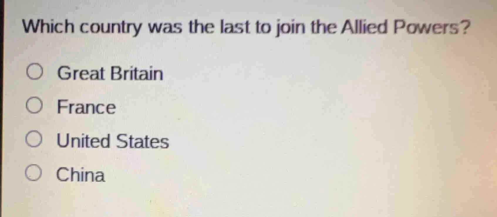 which country was the last to join the allied powers? ○ great britain ○…