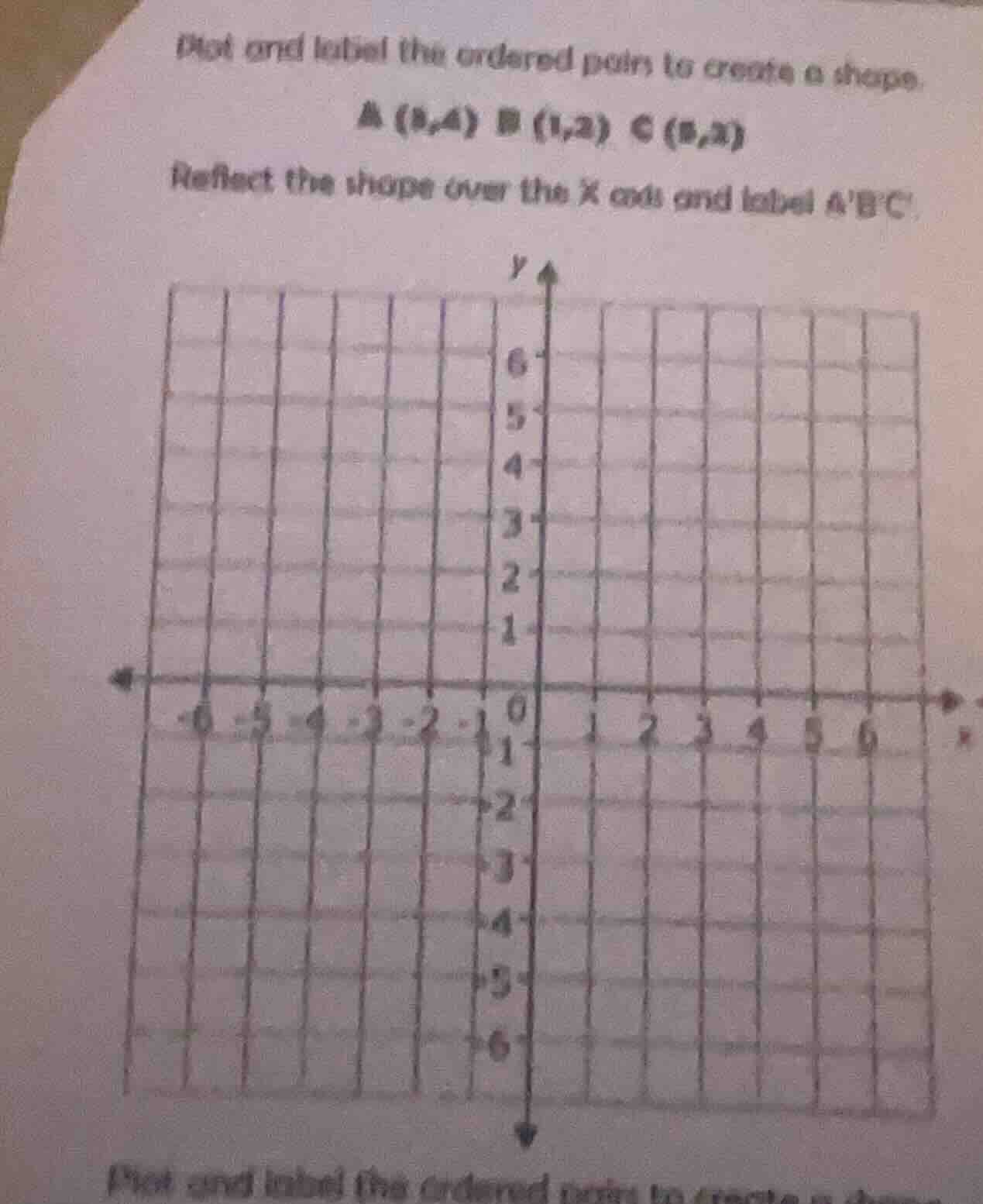plot and label the ordered pairs to create a shape. a (3,4) b (1,2) c (…