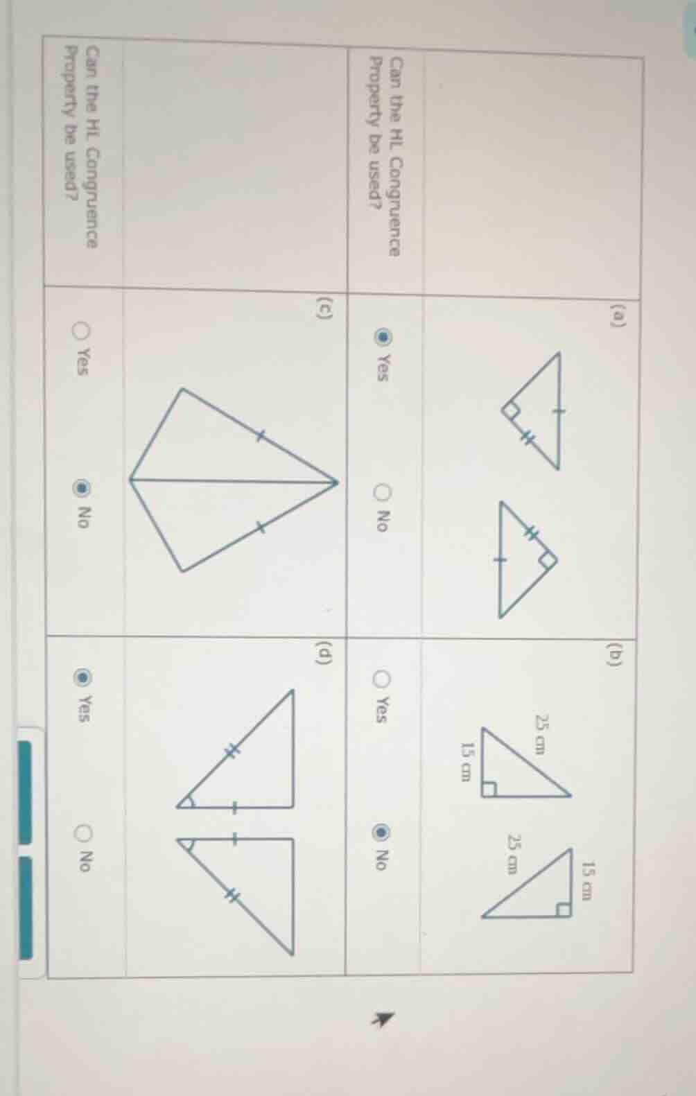 the problem is about determining whether the hl (hypotenuse - leg) cong…