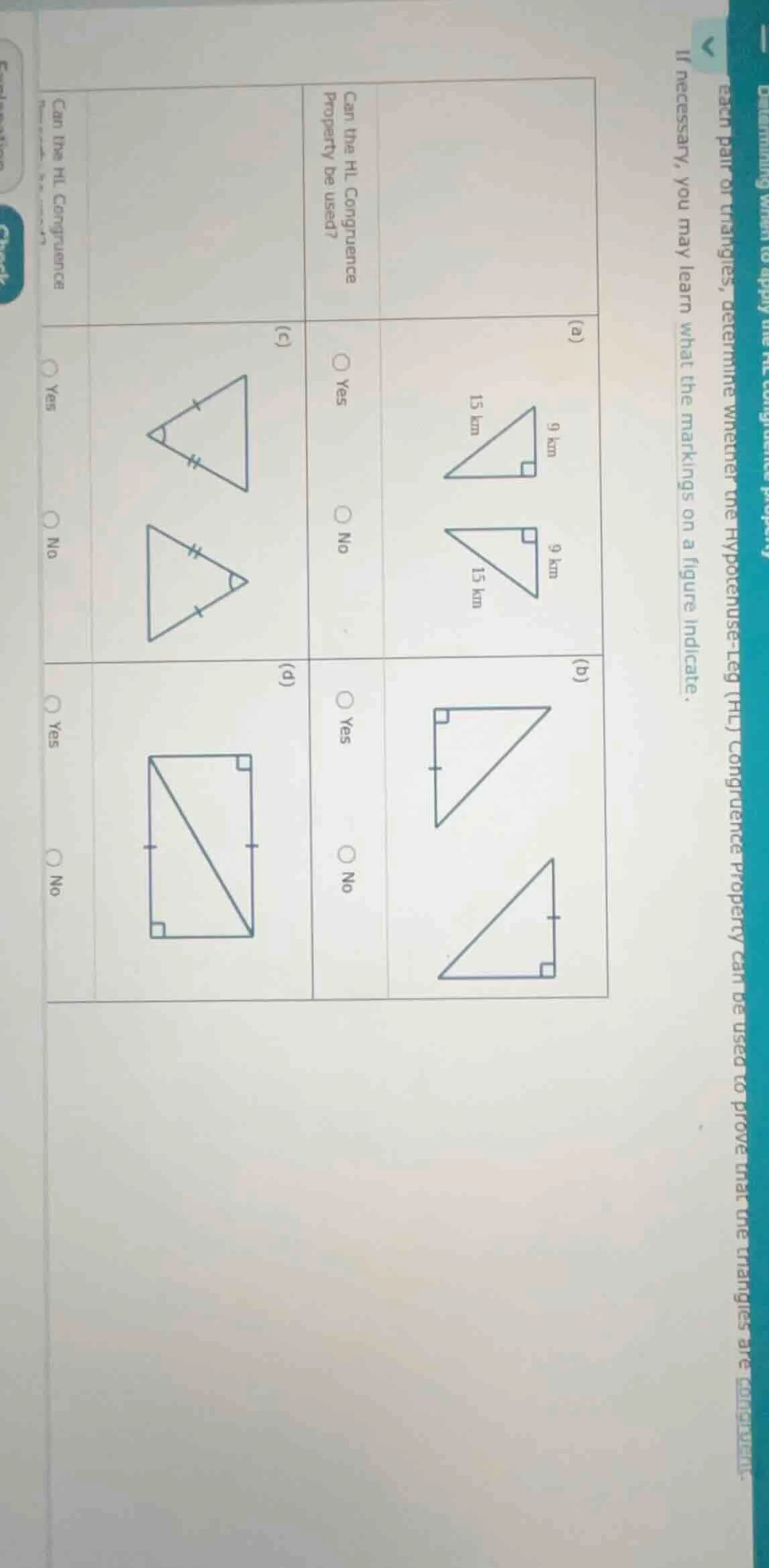 determining when to apply the hl congruence property each pair of trian…