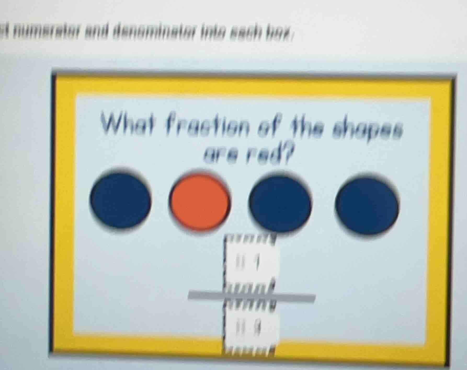 what fraction of the shapes are red? there are four oval - shaped figur…