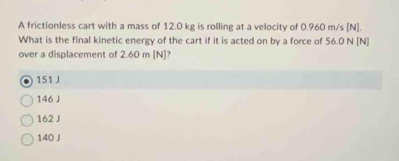 a frictionless cart with a mass of 12.0 kg is rolling at a velocity of …