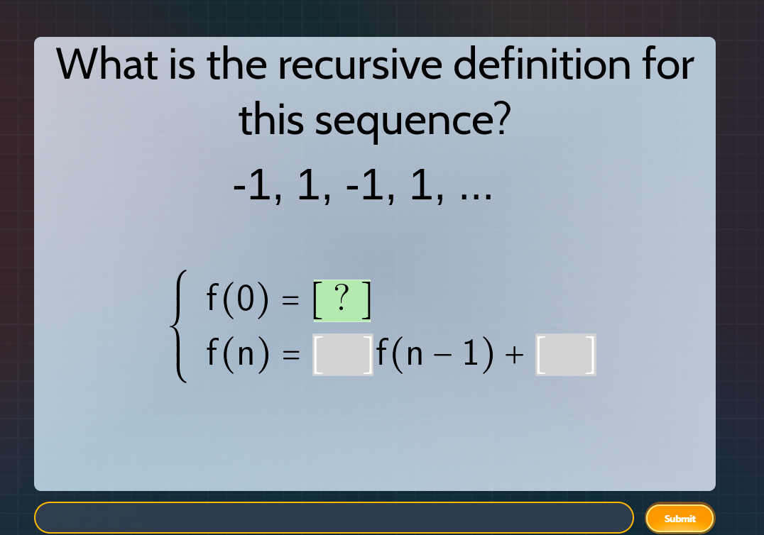 what is the recursive definition for this sequence? -1, 1, -1, 1, ... \…