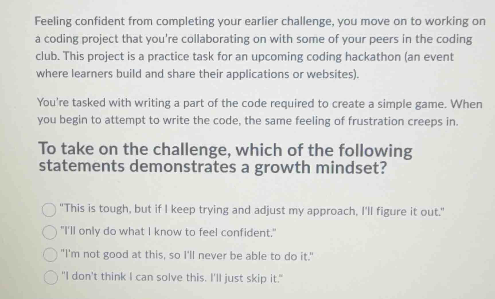 feeling confident from completing your earlier challenge, you move on t…