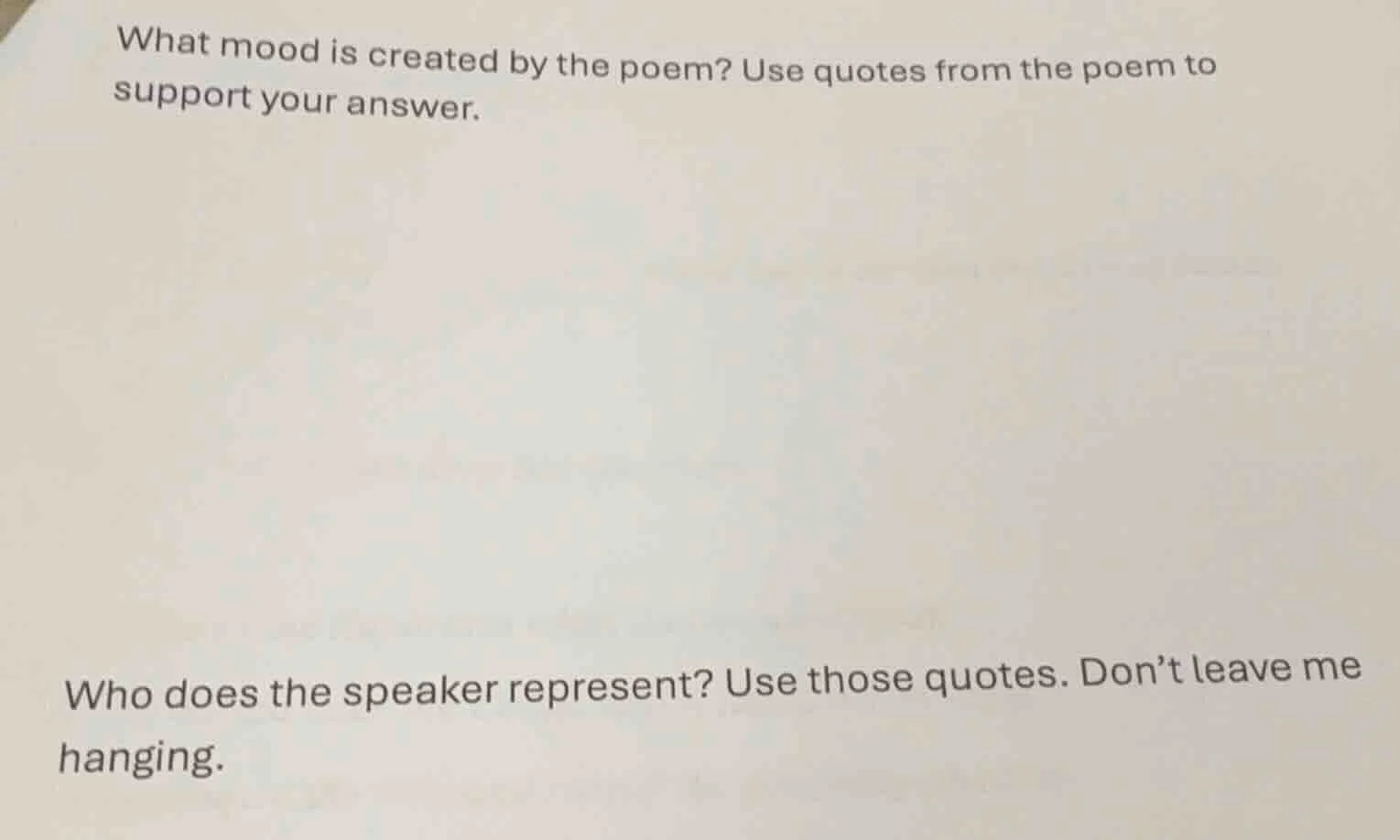 what mood is created by the poem? use quotes from the poem to support y…