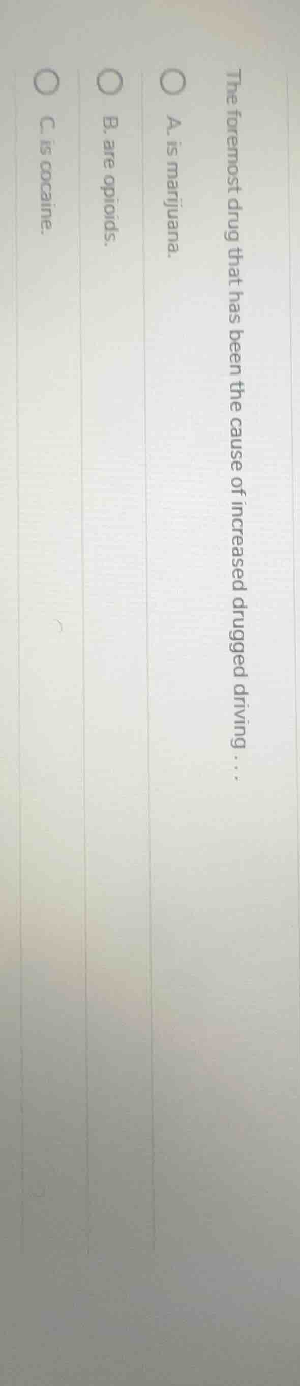 the foremost drug that has been the cause of increased drugged driving.…