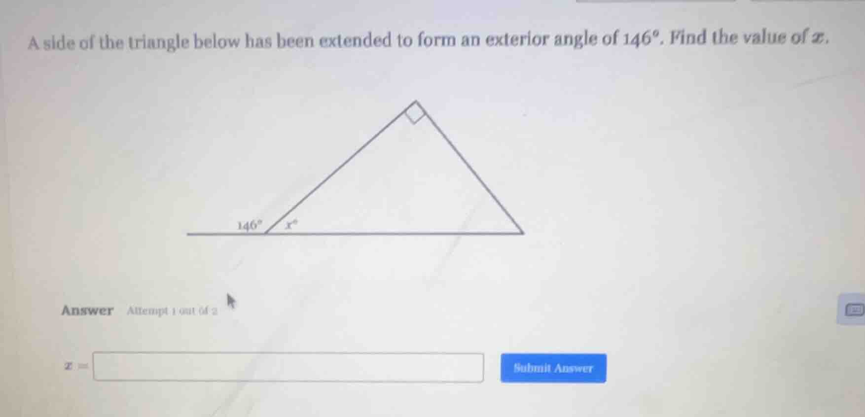 a side of the triangle below has been extended to form an exterior angl…
