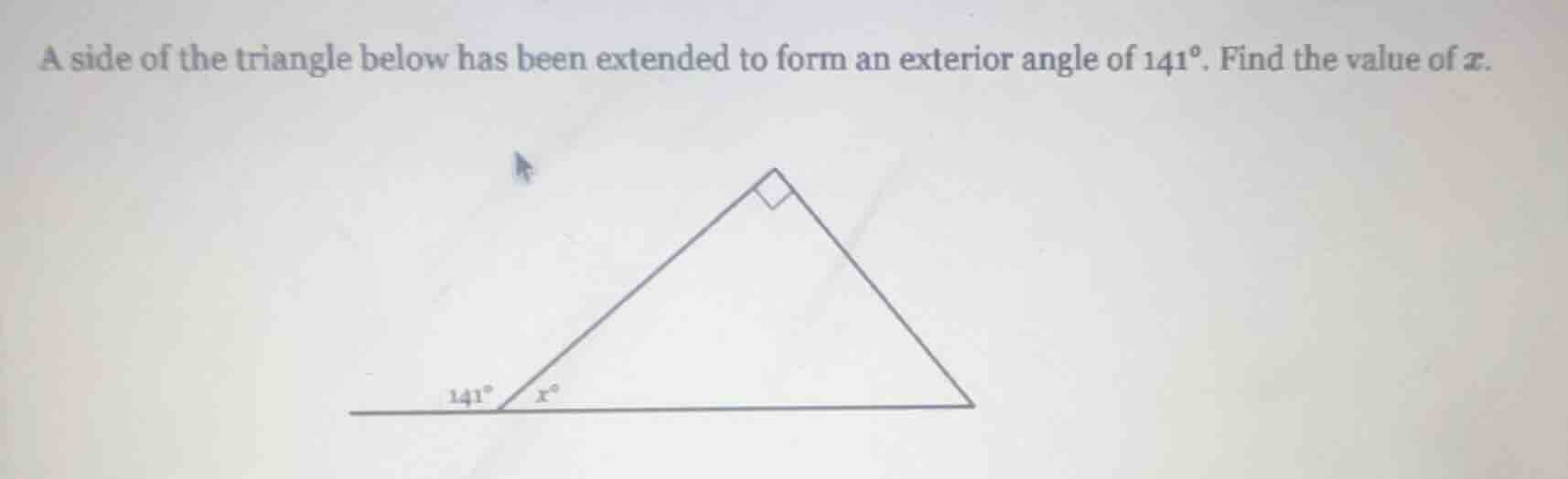 a side of the triangle below has been extended to form an exterior angl…