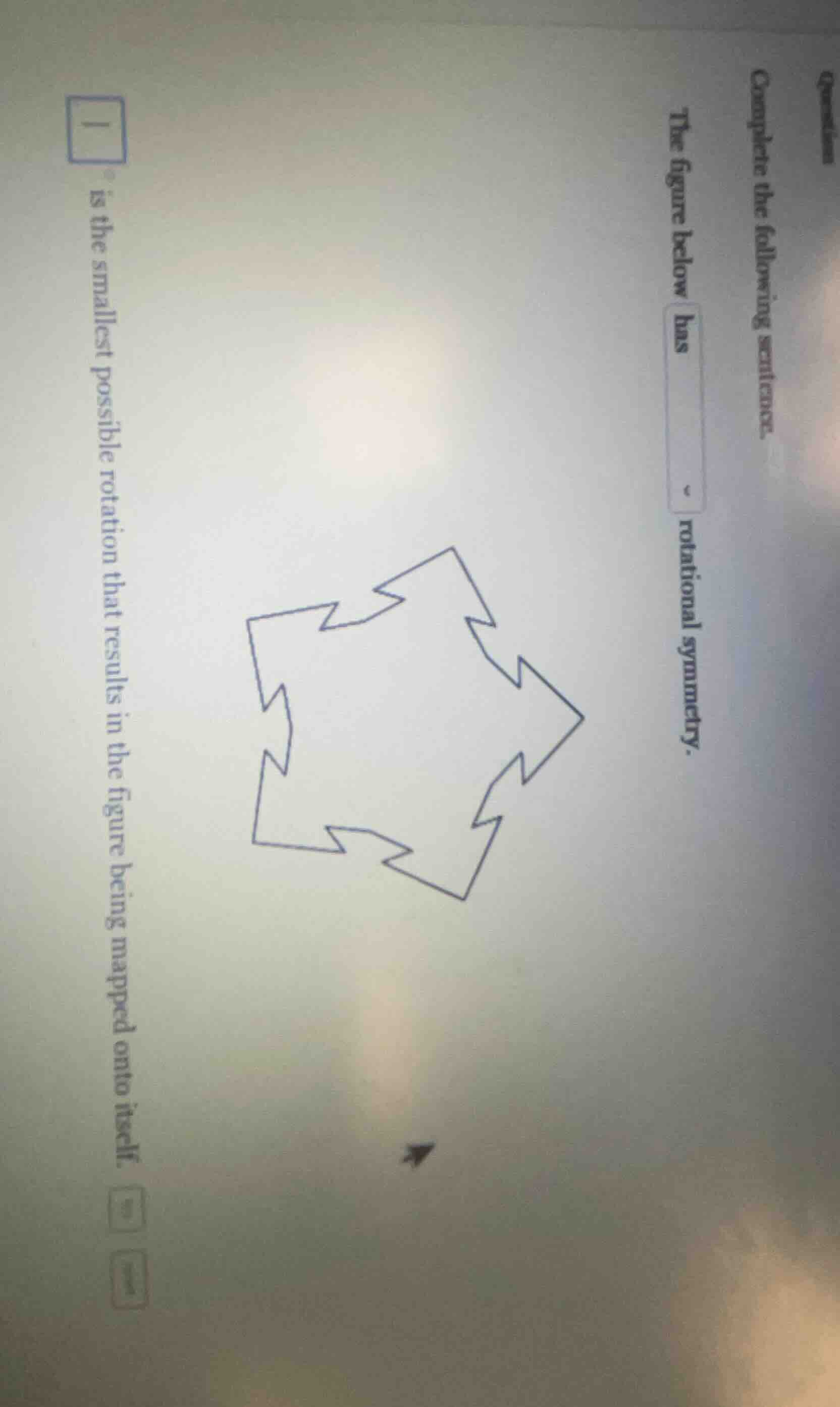 complete the following sentence. the figure below has rotational symmet…