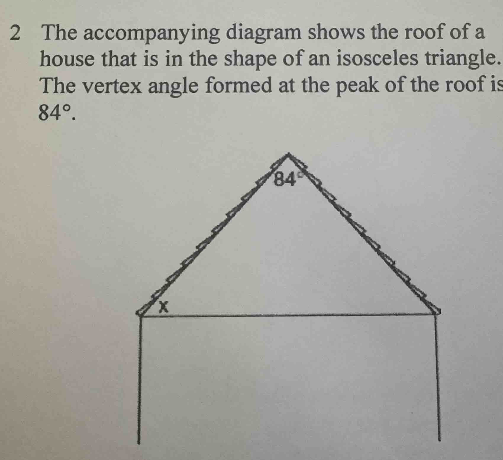 2 the accompanying diagram shows the roof of a house that is in the sha…