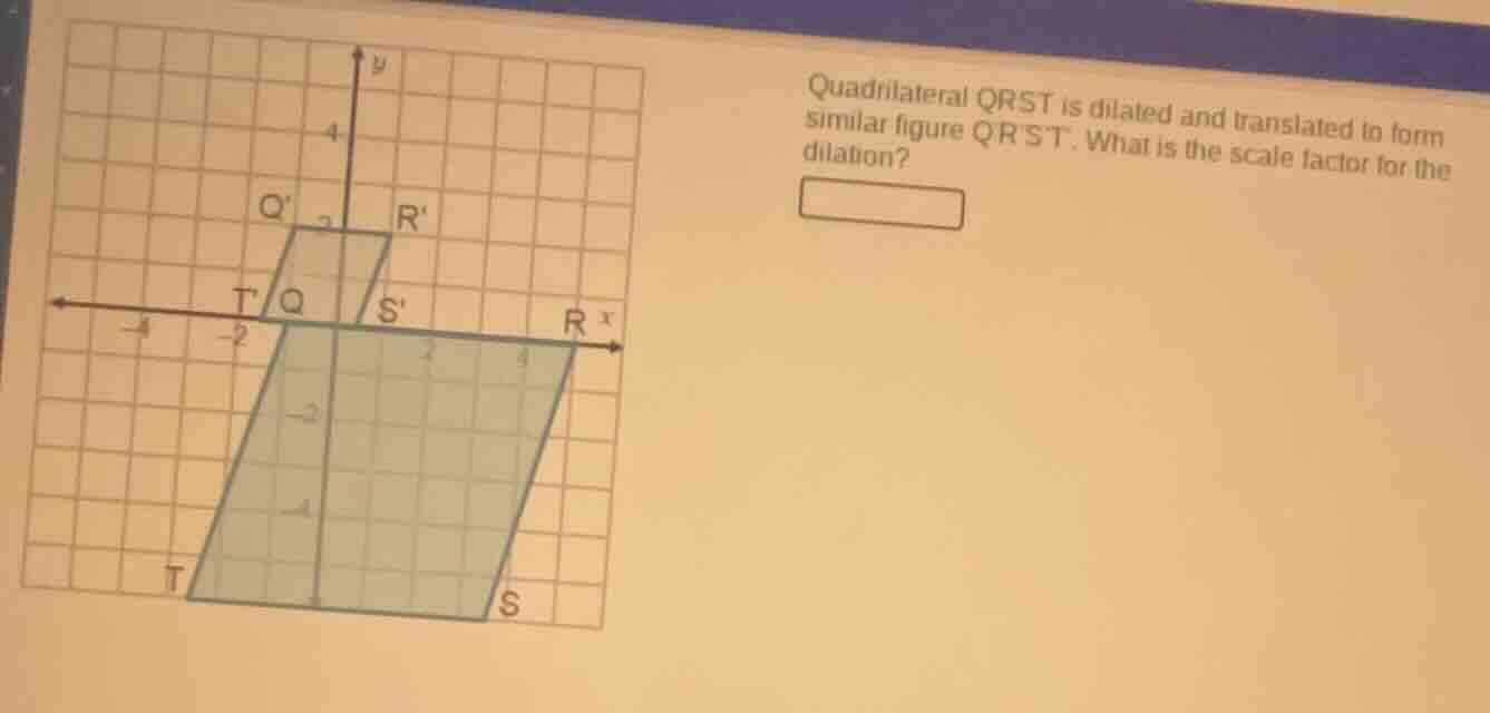 quadrilateral qrst is dilated and translated to form similar figure qrs…
