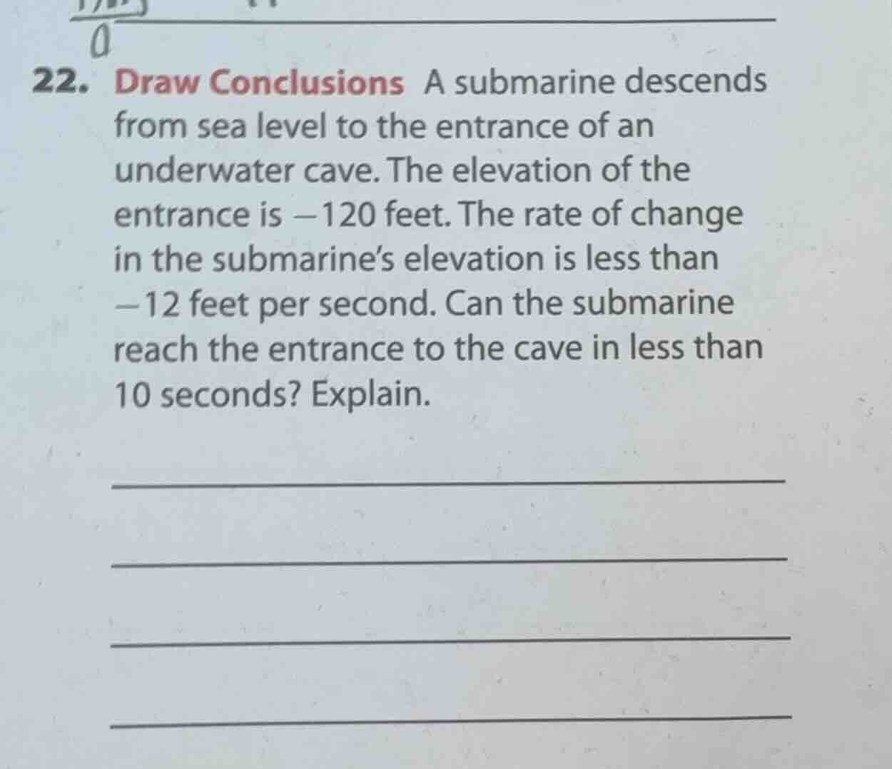22. draw conclusions a submarine descends from sea level to the entranc…