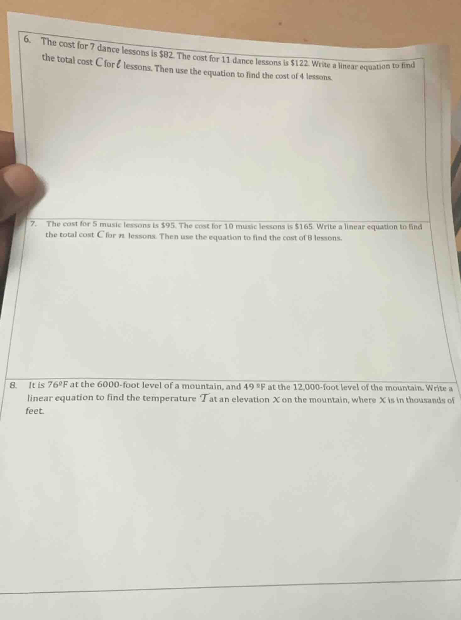 6. the cost for 7 dance lessons is $82. the cost for 11 dance lessons i…