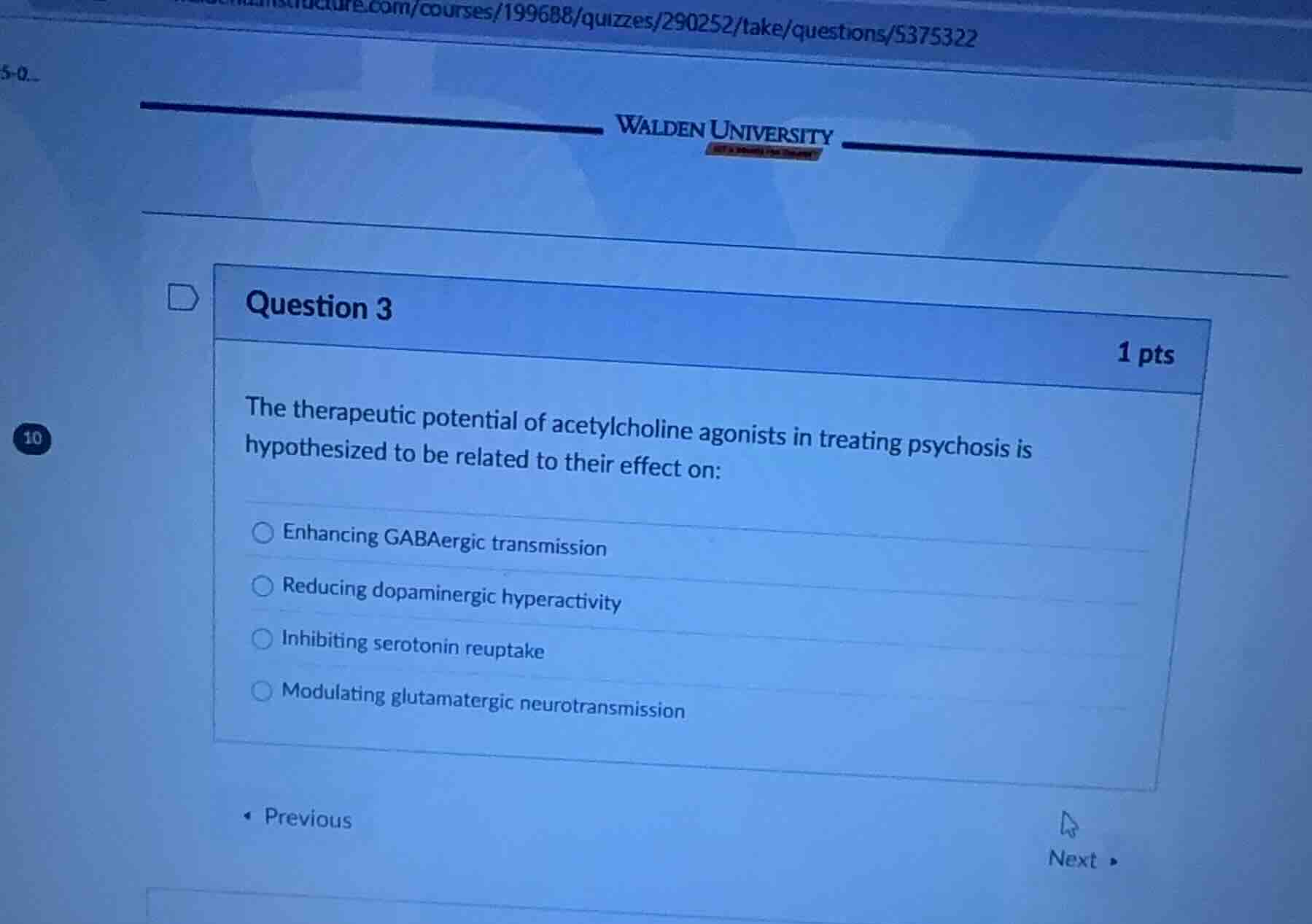 question 3 1 pts the therapeutic potential of acetylcholine agonists in…