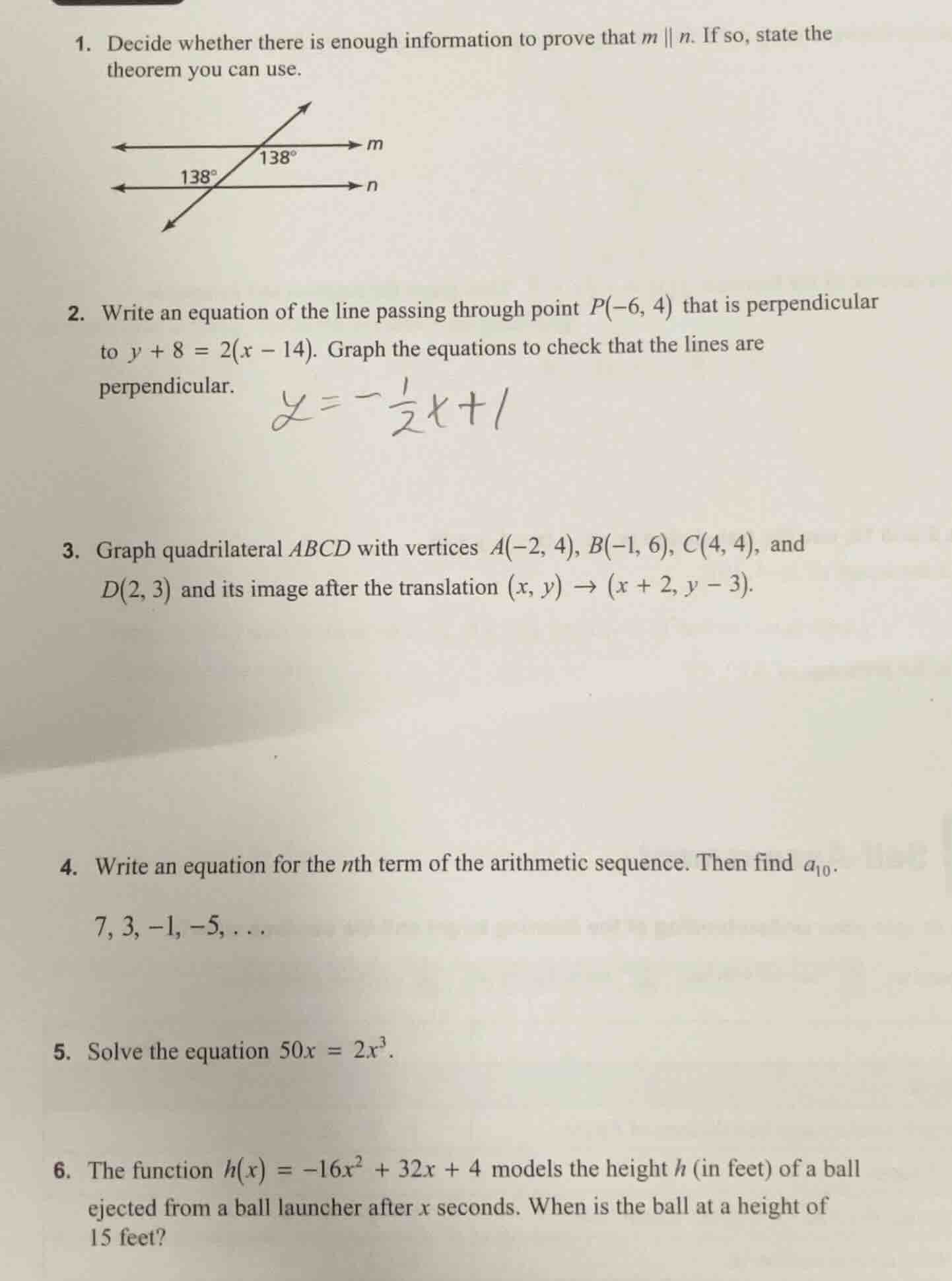 1. decide whether there is enough information to prove that $m \\parall…