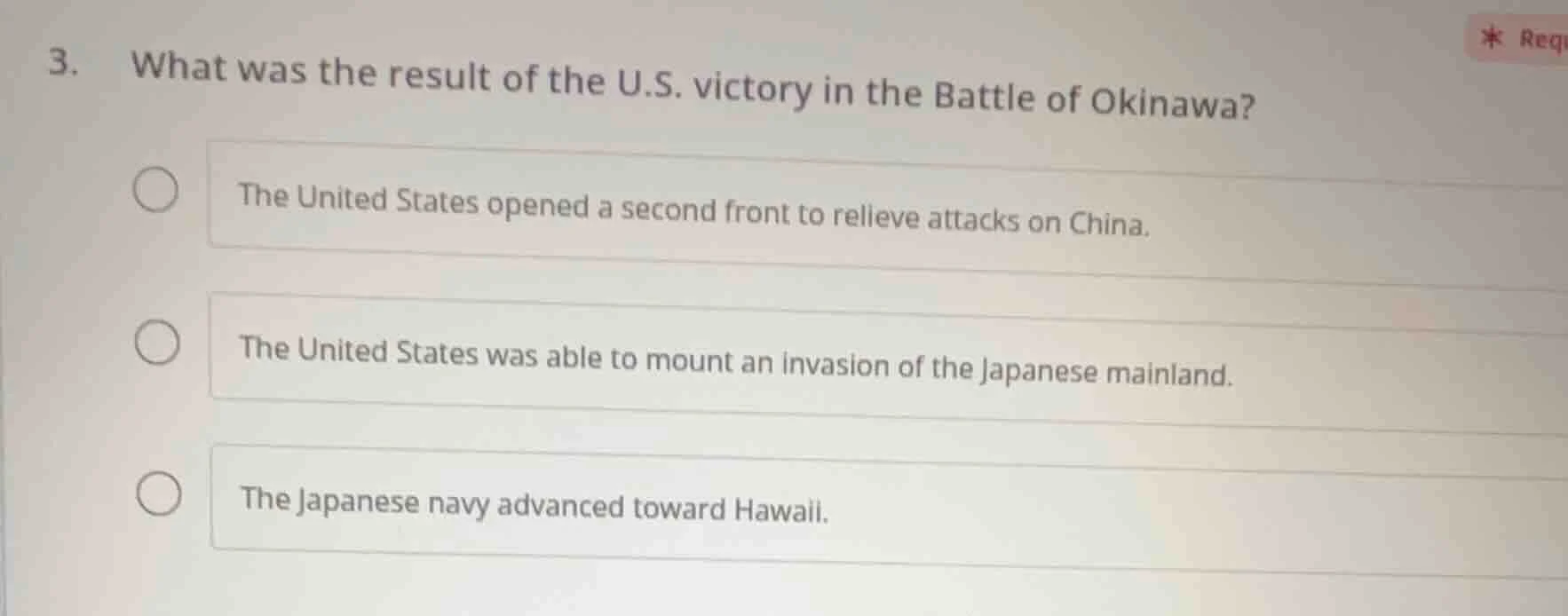 3. what was the result of the u.s. victory in the battle of okinawa? th…