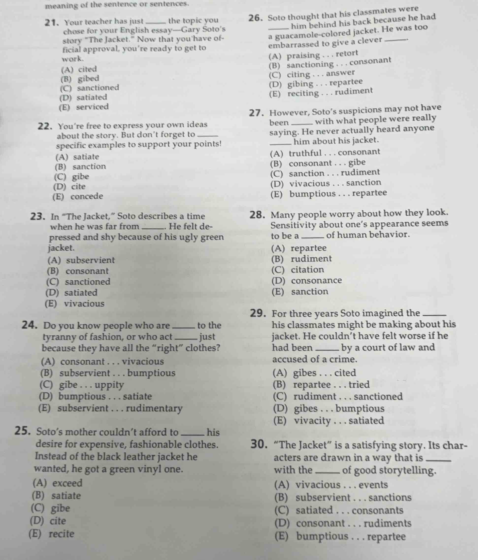21. your teacher has just ______ the topic you chose for your english e…