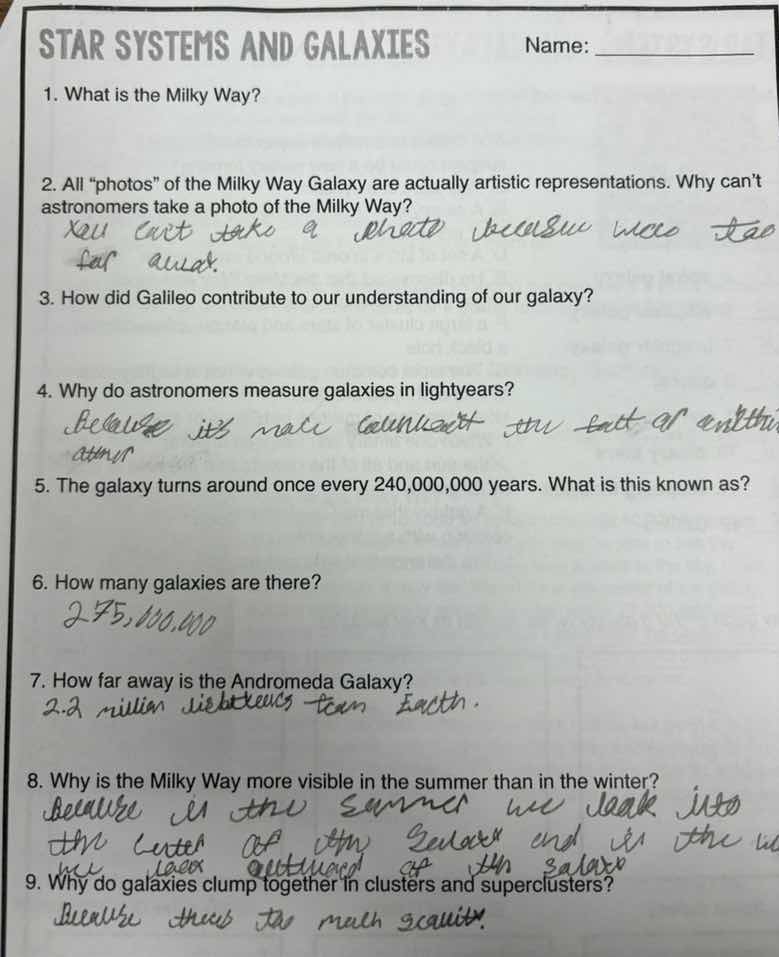 star systems and galaxies name: 1. what is the milky way? 2. all \photo…