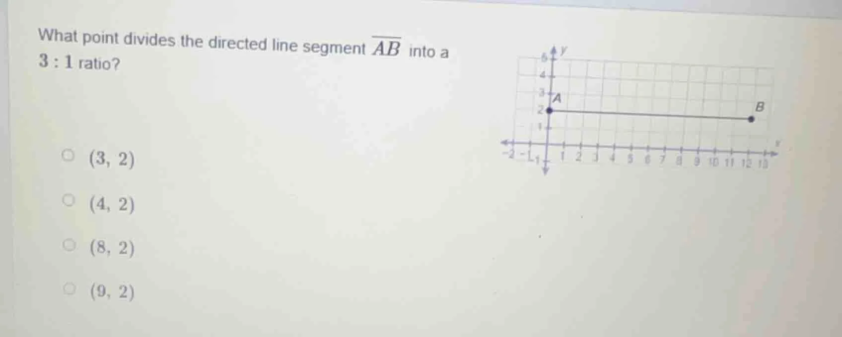 what point divides the directed line segment \\(\\overline{ab}\\) into …