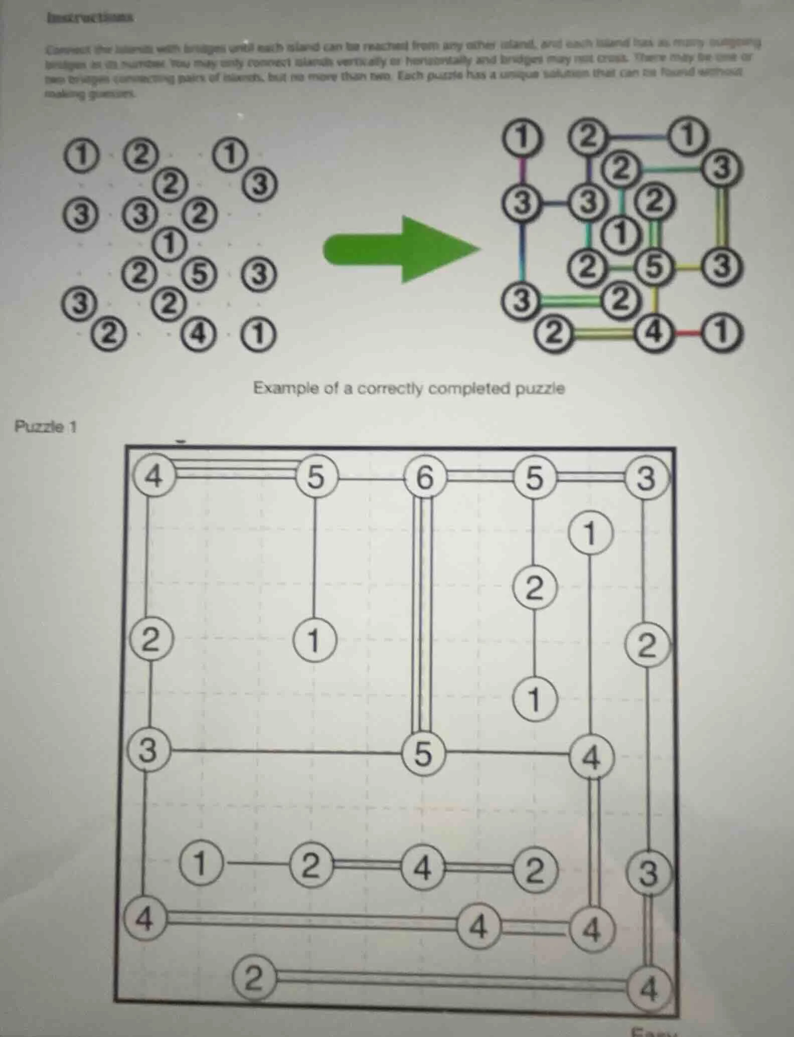 instructions connect the islands with bridges until each island can be …