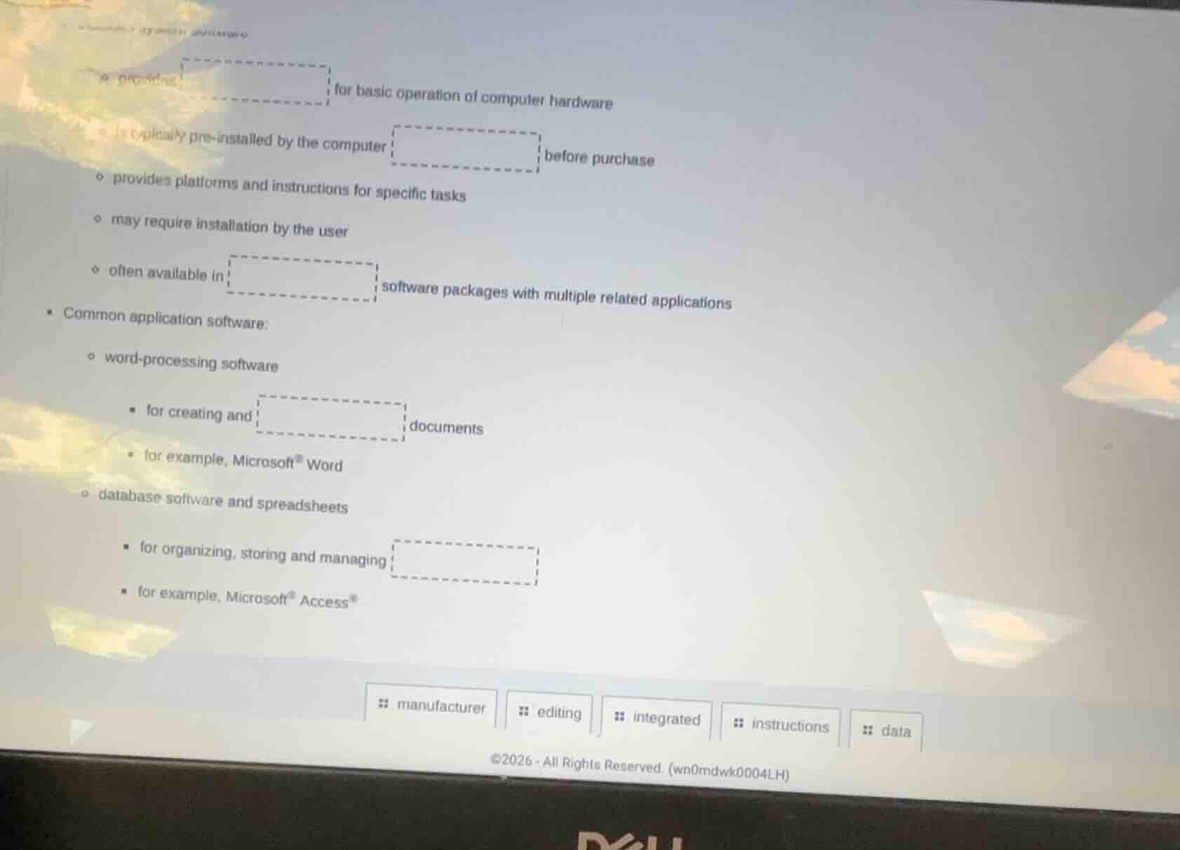 for basic operation of computer hardware is typically pre - installed b…