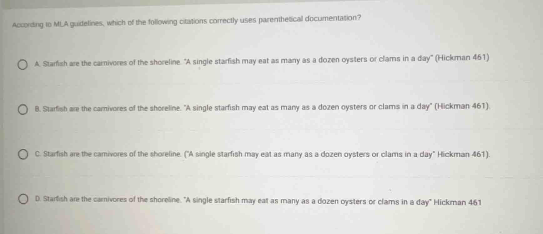 according to mla guidelines, which of the following citations correctly…