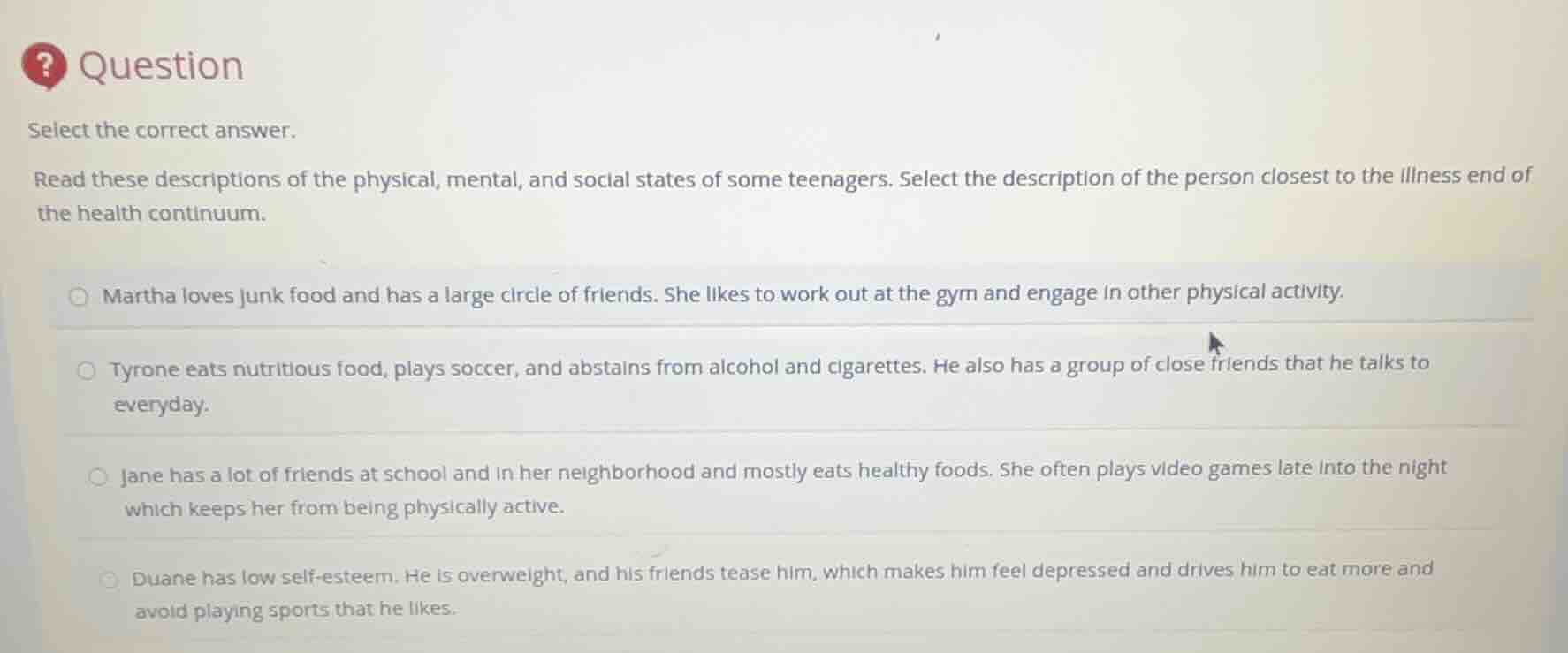 question select the correct answer. read these descriptions of the phys…