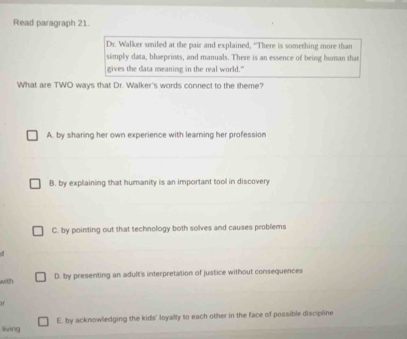 read paragraph 21. dr. walker smiled at the pair and explained, \there …