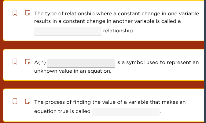 the type of relationship where a constant change in one variable result…