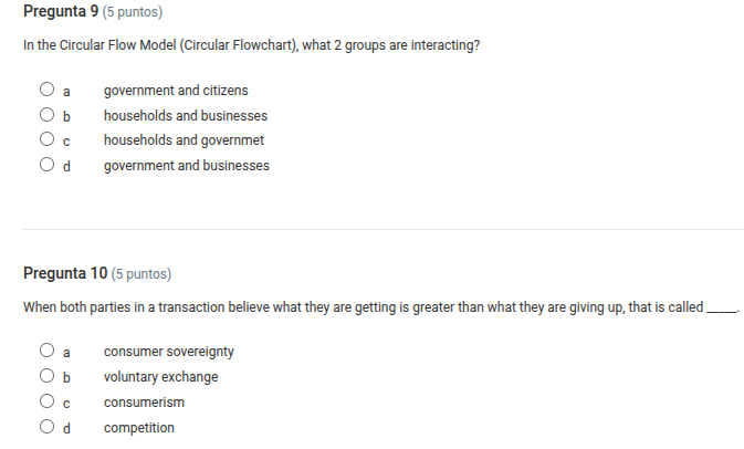 pregunta 9 (5 puntos) in the circular flow model (circular flowchart), …